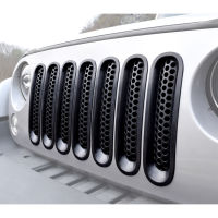 7PCS ด้านหน้าย่างตาข่ายแทรก Clip-In Grille สำหรับ2007-2017 Jeep Wrangler JK JKU Unlimited Sport Freedom Rubicon Sahara