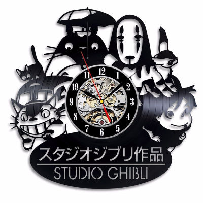 7 Different Colors Change My Neighbor Totoro Studio Vinyl Record LED Wall Clock with Ghibli Hanging Clock Wall Watch Home Decor