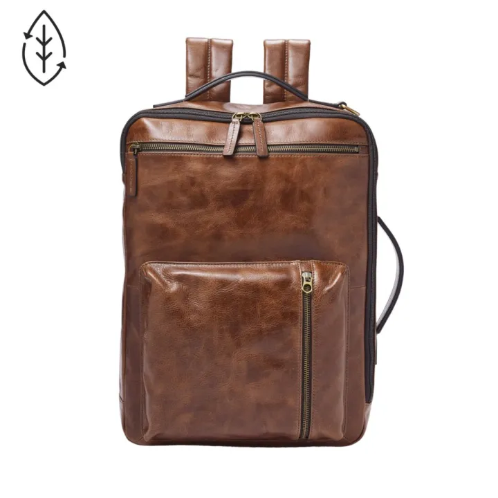 Fossil men's BUCKNER Backpack รุ่น MBG9520222 วัสดุ LEATHER สี COGNAC