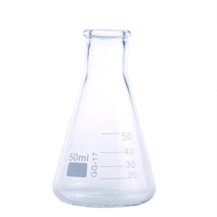 Yingke ฟลาสค์รูปทรงกรวยแก้วขวดทดลองพลาสติก50แก้วใสมิลลิลิตรปากแคบในห้องปฏิบัติการการสอนการทดลองทางเคมี