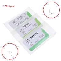 12 PCS 2/0 3/0 4/0 Needle Suture Nylon Monofilament Non-injured Suture Medical Thread Suture for Medical Surgical Suture Tool