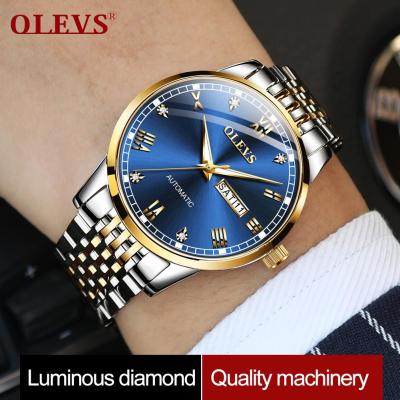 OLEVSนาฬิกาข้อมือผู้ชาย,สมาร์ทวอทช์กันน้ำบางพิเศษแบบคลาสสิกนาฬิกากลไกจักรกลธุรกิจกันน้ำนาฬิกาสแตนเลสแท้Rhinestoneอัตโนมัติ