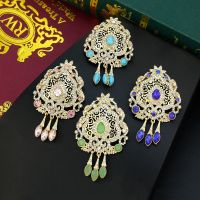 hotx【DT】 Sunspicems 18K Gold Color Caftan Brooch for Wedding Jewelry Hijab Lapel Pins Wholesale