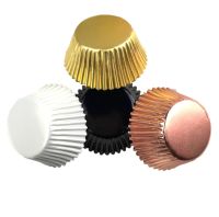 ◈✧◙ 50x Aluminum Metal Cupcake Cups Orange Pink Black White Blue Green Foil Muffin Liners Holder Baking Cups Cake Case Wrappers