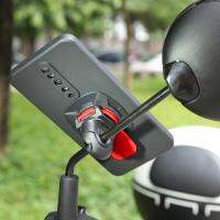 Motorcycle Mirror Mount ชุดยึดโทรศัพท์มือถือรถจักรยานยนต์กันสั่นด้วยคลิปปลดเร็ว ชุดยึดไปรางบาร์สำหรับขี่จักรยานยนต์สำหรับการนำทางขี่จักรยาน