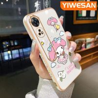 YIWESAN เคสสำหรับ OPPO Reno 8T 4G Reno 8T 5G A1 Pro 5G เคสการ์ตูนน่ารักเมโลดี้ดีไซน์ใหม่แฟชั่นเคสโทรศัพท์ชุบหรูหราคลุมทั้งหมดป้องกันเลนส์กล้องเคสเคสซิลิโคนกันกระแทกนิ่ม