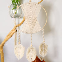 【cw】ins Bamboo Circle Flowing Leaves Tassel Home Decorative Wall Hangings Wall Decor Boho Decoration Room Wall-Mounted 1