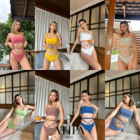 Atipashop - Puffy bikini เซ็ทบิกินี 2 ชิ้น เสื้อสายเดี่ยว กางเกงบิกินี มีสีให้เลือกเยอะ [สีดำ PRE ORDER นะคะ]