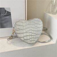 LASGO Textured bag female 2023 summer Korean style trendy simple love Messenger bag fashion shoulder bag heart-shaped bag 〖WYUE〗