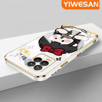 YIWESAN เคสสำหรับ Realme 8 Pro 8i Realme Narzo 50ลายการ์ตูนสีขาวหิมะโชคดีเคสมือถือดีไซน์ใหม่ชุบแบบบางกล้องฝาปิดเลนส์เต็มรูปแบบปกป้องเคสนิ่มกันกระแทก