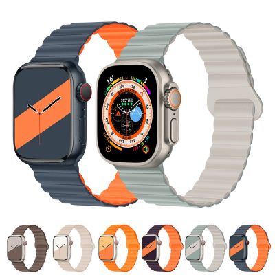 สายรัดหนังสำหรับนาฬิกา Apple Ultra Band 49Mm 44Mm 40Mm 38Mm 42Mm สร้อยข้อมือแม่เหล็ก Iwatch Series 3 4 5 Se 7 8 45Mm 41Mm CarterFa