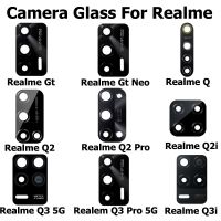 กล้องหลังเดิมเลนส์สำหรับ Realme Q2 Q3 Q2i Q3i GT Neo Pro 4G 5G กระจกกล้องถ่ายรูปด้านหลังพร้อมกาวสติกเกอร์อะไหล่ทดแทน