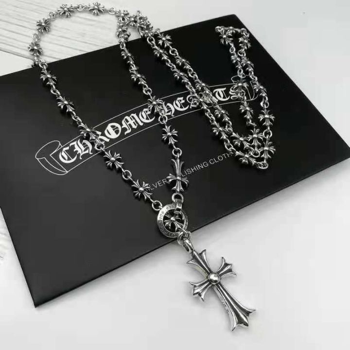 Cross and Heart Diamond Necklace 14K White Gold