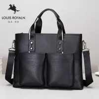 Louis Noble Fashion Casual Handbag Mens Briefcase Large Capacity Computer Bag Hand-held Work Leather Bag 【JYUE】