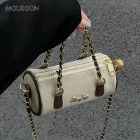 MOUSSON กระเป๋าผู้หญิงกระเป๋าสะพายไหล่กระเป๋าถือโซ่ย้อนยุคแนวแฟชั่นทรงกระบอก