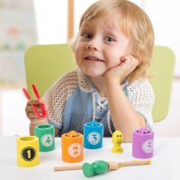 Baby Montessori Education Wooden Toys Early Learning Number Color Matching Toy Magnetic Fishing Clip Insect Game Gifts For Kids