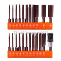 ☼♨ 23Pcs Hex Head Allen Wrench SAE Metric Magnetic Screwdriver Drill Bit Set S2 Steel 1/4 Hex Shank 60mm Length Screw Driver Bits w/ Quick Release Bit Holder