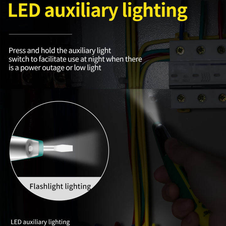 ac-dc-12-250v-lcd-ดิจิตอลไขควงทดสอบไฟเครื่องวัดโวลต์ปากกาสีเขียว