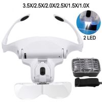 Magnifying Glasses LED Light Lamp Head Loupe Jeweler Headband Magnifier Eye Glasses Optical Glass Tool Repair Reading Magnifier