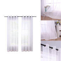 Sheer Curtains White Grommet Set of 2 Panels Window Sheer Semi Drapes Polyester Look Voile Curtains for Bed Room