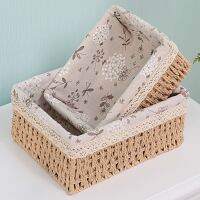 3 Sizes/Set Handmade Straw Storage Baskets Household Items Snacks Fruit Debris Cosmetic Laundry Finishing Storage Basket