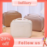 INFILARY กระเป๋าเก็บของความจุขนาดใหญ่กันน้ำ Tas Kosmetik อเนกประสงค์,เครื่องมือที่จัดเก็บหนัง PU พร้อมที่จับสำหรับผู้หญิง