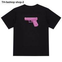 FITFEAT Han Guochao card bad taste pink handgun couple loose harajuku hip-hop skateboarding girl t-shirts with short sleeves