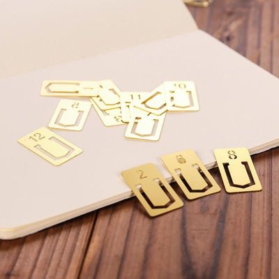12Pcs Brass Bookmarks Number Metal Index Clamp Line Book Marker Stationery School Supplies Gift XXUC