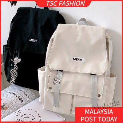 【hot sale】♤✚ C16 TSCfashion Japanese Harajuku Ins Street Backpack Mens Neutral Large-capacity Backpack Female Students Simple Solid Color Schoolbag
