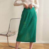 ❃ Aiden001 -One Size Autumn Spring And Summer Mid-Length Skirt With Pleats Slim Waist Age-Reducing Temperament Slits 6672 [Can Match With Jacket 6808]