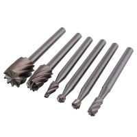 6PCS Rotary Cutter File HSS Routing Router เจาะ Bits Set Carbide Rotary Burrs Tool ไม้หินโลหะแกะสลักเครื่องตัดมิลลิ่ง