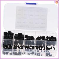 COPFER M3/4/5/6/8 ชุดสกรูสกรู สีดำสีดำ 10ขนาด Hex grub screw Assortment KIT พร้อมกล่องเก็บของ เหล็กกล้าคาร์บอนเกรด12.9 ไดรฟ์ HEX ภายใน ตกแต่งด้วยไม้ตกแต่ง