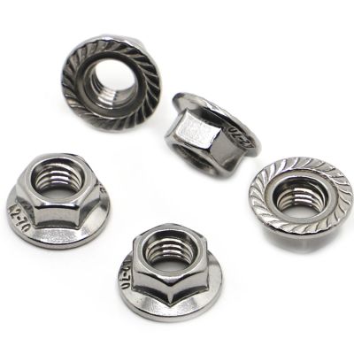 M3 M4 M5 M6 M8 M10 M12 A2-70 304 Stainless Steel Hexagon Hex Head Serrated Spinlock Flange Nut Locknut Lock Nut DIN6923 Nails Screws Fasteners