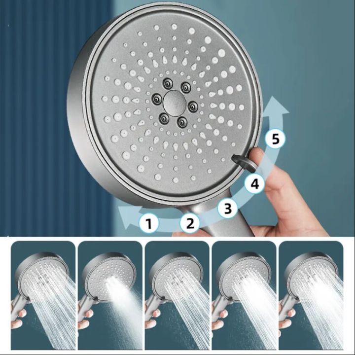 zloog-shower-head-5-modes-black-high-pressure-rainfall-shower-water-saving-large-panel-big-boost-sprayer-bathroom-accessories-by-hs2023