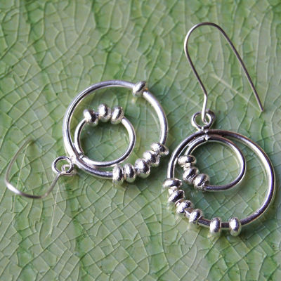 Dangle earrings pure silver Thai Karen hill tribe สวยตำหูเงินกระเหรี่ยงทำจากมือชาวเขางานฝีมือสวยของฝากที่มีคุณค่าสวย