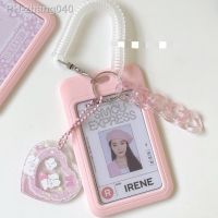 Kawaii SkyBlue Milk Pink Photocard Holder Credit ID Bank Card Photo Display Holder Bus Card Protective Case Pendant