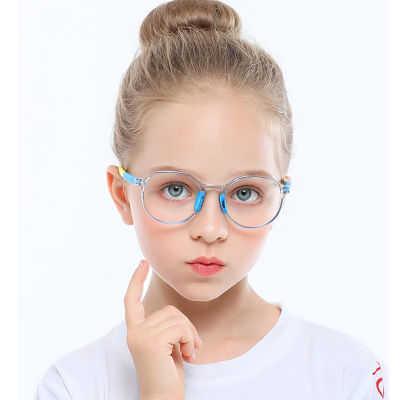 แว่นตากันแสงสีฟ้าแว่นคอมพิวเตอร์เด็กชายเด็กหญิงเด็กกรอบยืดหยุ่นแฟชั่น TR90แว่นตาสำหรับเล่นเกมวิดีโอสำหรับเด็กทนทานใส่สบาย