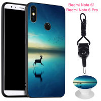 มาใหม่ล่าสุดสำหรับ Xiaomi Redmi Note 6 /Note 6 Pro เคสสำหรับ Xiaomi โทรศัพท์เคสซิลิโคนนิ่มขาตั้งโทรศัพท์ลวดลายและเชือก