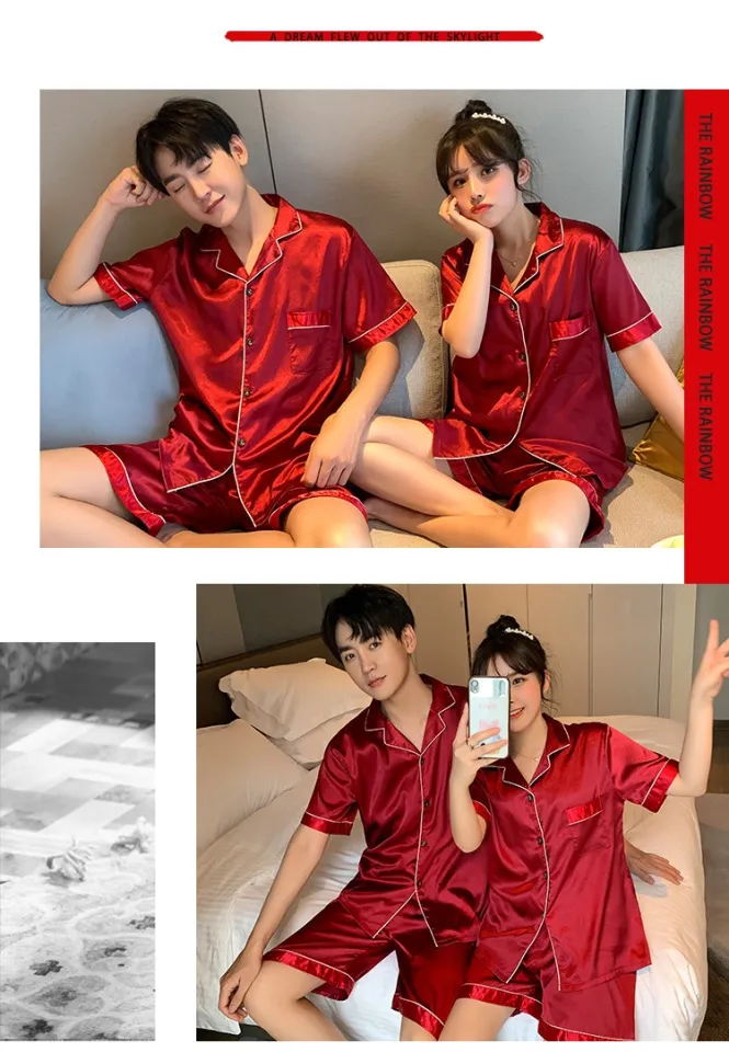 Solid Color Sleepwear Silk Satin Pajamas Couple Set Long Button-Down  Pyjamas Suit Pijama Women Men Loungewear Plus Size Pj Set