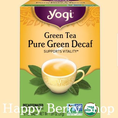 ชา YOGI ORGANIC HERBAL TEA 🍃⭐Green Tea Pure Green Decaf⭐🍵 ชาโยคี ชาสมุนไพรออแกนิค ชาเพื่อสุขภาพ จากอเมริกา🇺🇸 1 กล่องมี 16 ซอง