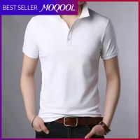 MOQOOL เสื้อโปโลธรรมดาคอตตอนคอมบ์,แขนสั้นซัมเมอร์ผู้ชายมาใหม่