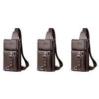 3X WEIXIER Brand Unisex Single-Shoulder Multi-Function Large-Capacity Waist Bag Mens Chest Bag Messenger Bag Brown