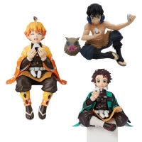 Anime Demon Slayer Figuer Kamado Tanjirou Agatsuma Zenitsu Hashibira Inosuke Eat Rice Balls Cute Cartoon Pvc Collection Toys