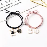 Cartoon Rabbit Magnet Attract Bracelet for Lovers Cute Animal Adjustable Friendship Bracelets Couples Memorial Jewelry Gift