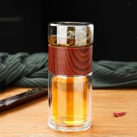 Portable Double Wall Glass Tea Mug Travel Cup Drink Water Bottle Tumbler