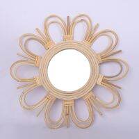 Woven Rattan Dressing Mirror Innovative Art Decoration Makeup Mirrors Bathroom