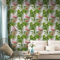 Floral Pattern Peel and Stick Wallpaper Vintage 45x300cm Matte Texture Wallpaper Self Adhesive Classic Palm Leaf Pattern Wall Sticker Waterproof for Living Room Bedroom Decor