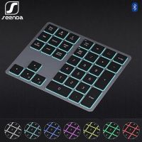 SeenDa Backlight Numeric Keypad RGB Bluetooth Rechargeable Number Pad 34-Key Slim External Numpad Keyboard Data Entry