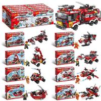 ของเล่นรถตัวต่อชิ้นสุดคุ้มสำหรับเด็ก ช่วยเสริมสร้างการเรียนรู้Lego Assembled Building Blocks 8-in-1 City Fire Brigade DIY Small Particles ของเล่นเด็ก