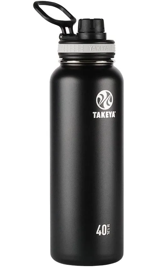 Takeya Originals Vacuum Insulated Stainless Steel Water Bottle, 40 oz, Black